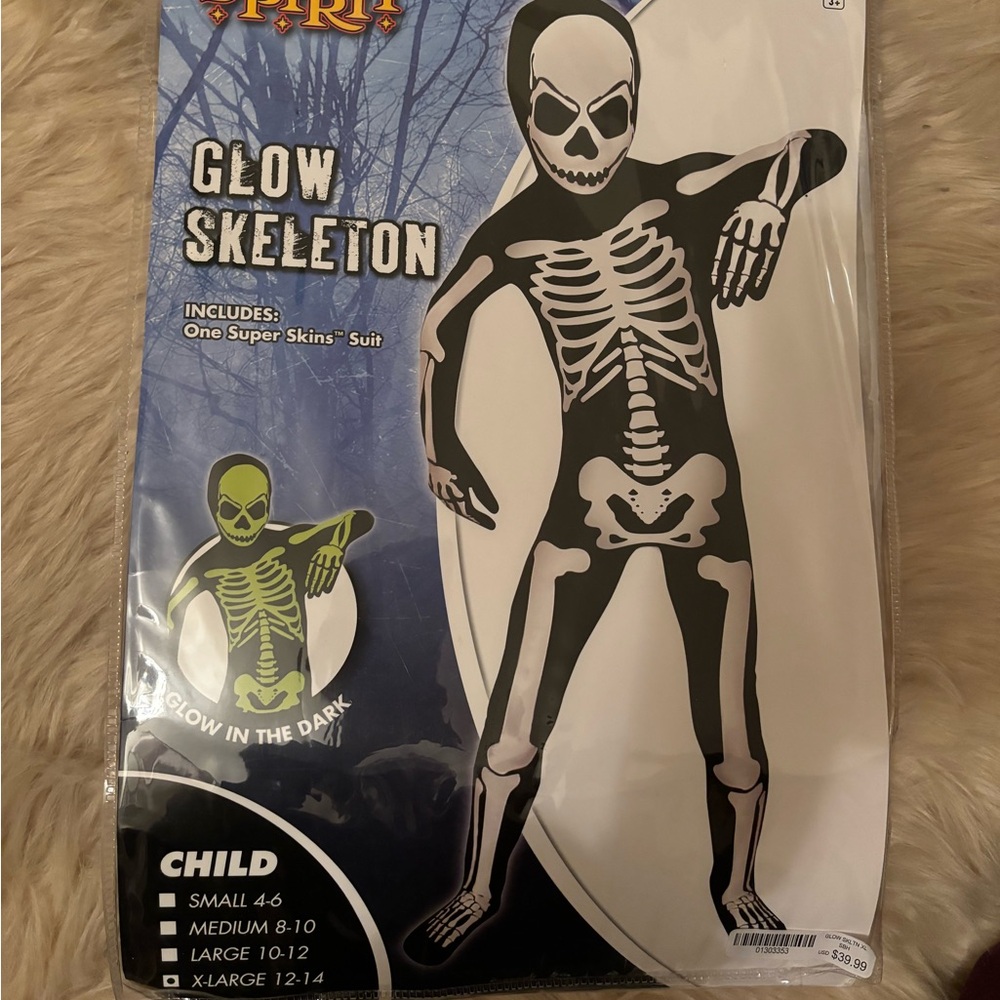 EUC Glow Skeleton Kids XL Halloween Costume - Worn Once!